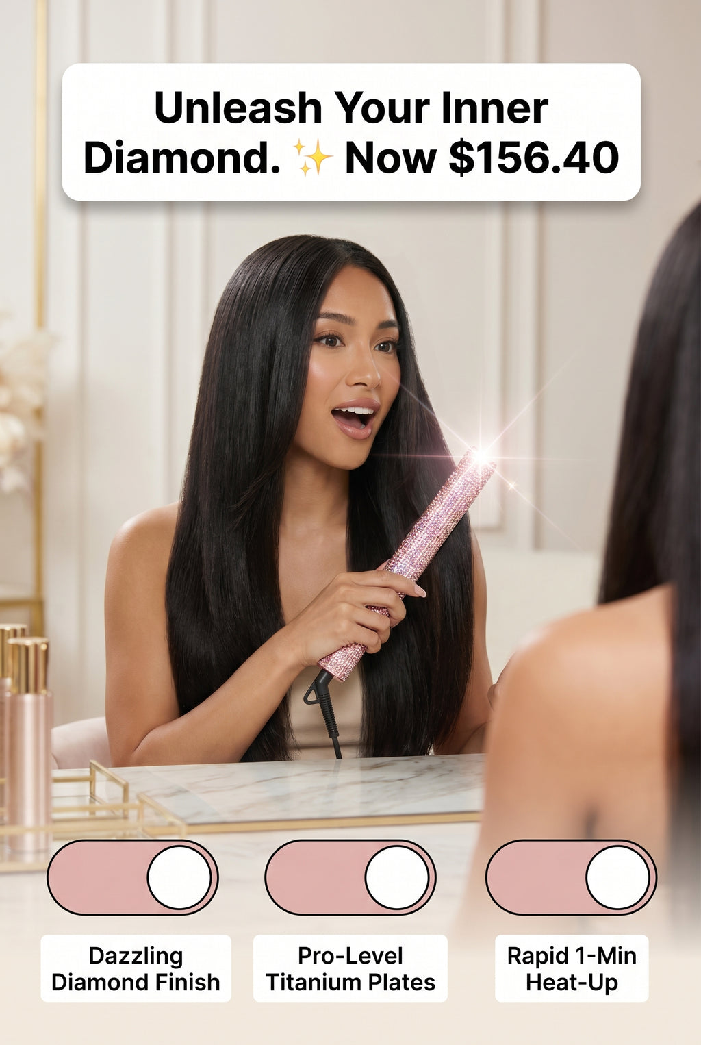 Professional Bedazzled Titanium Hair Straightener Tools