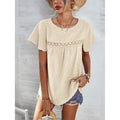 Solid Color Lace Babydoll Short Sleeve Summer Top