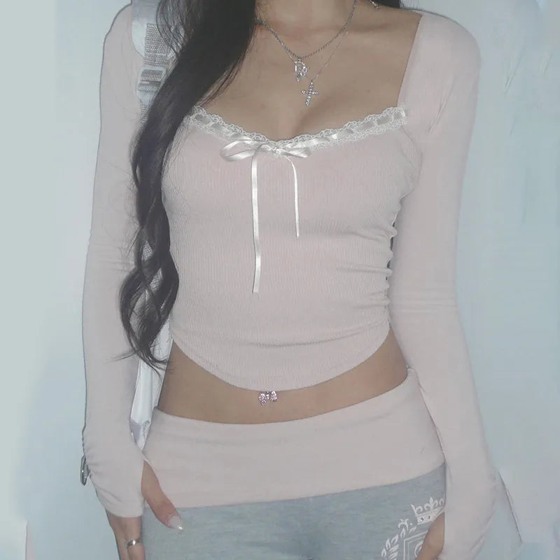Bandage Coquette Bow Cropped Top